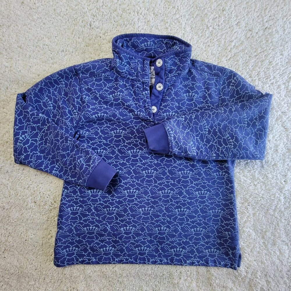 Lazy Jacks Women's Pullover Size 14 Sea Shell Print 100% Cotton High Neck Top